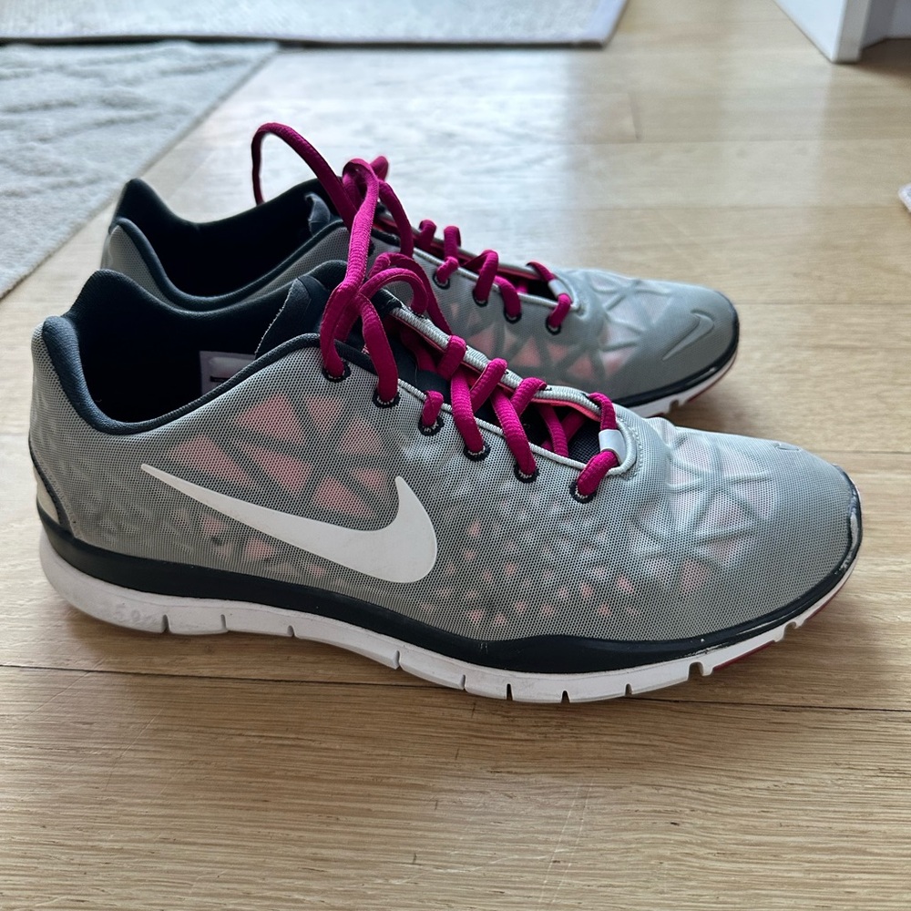 Nike Gray and Pink Athletic Cross Training Sneakers
